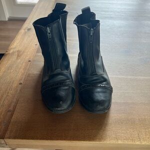 Equistar kids black leather zip paddock boots
